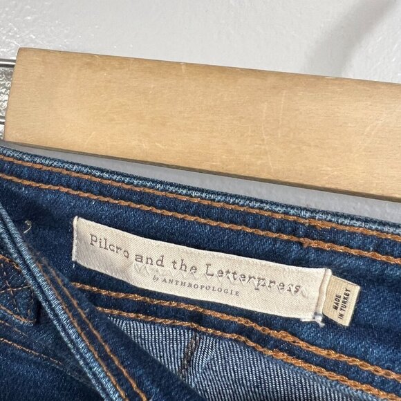 Pilcro Anthropologie High Rise Trouser Bootcut Jeans Size 25 Dark Wash Blue - Picture 3 of 10